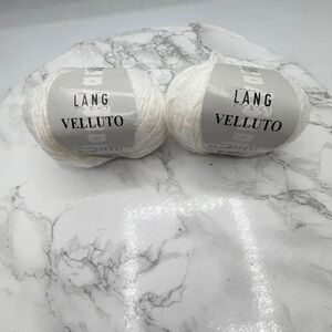 LANG Velluto White #28 Viscose Nylon Yarn-2 Skeins NEW!
